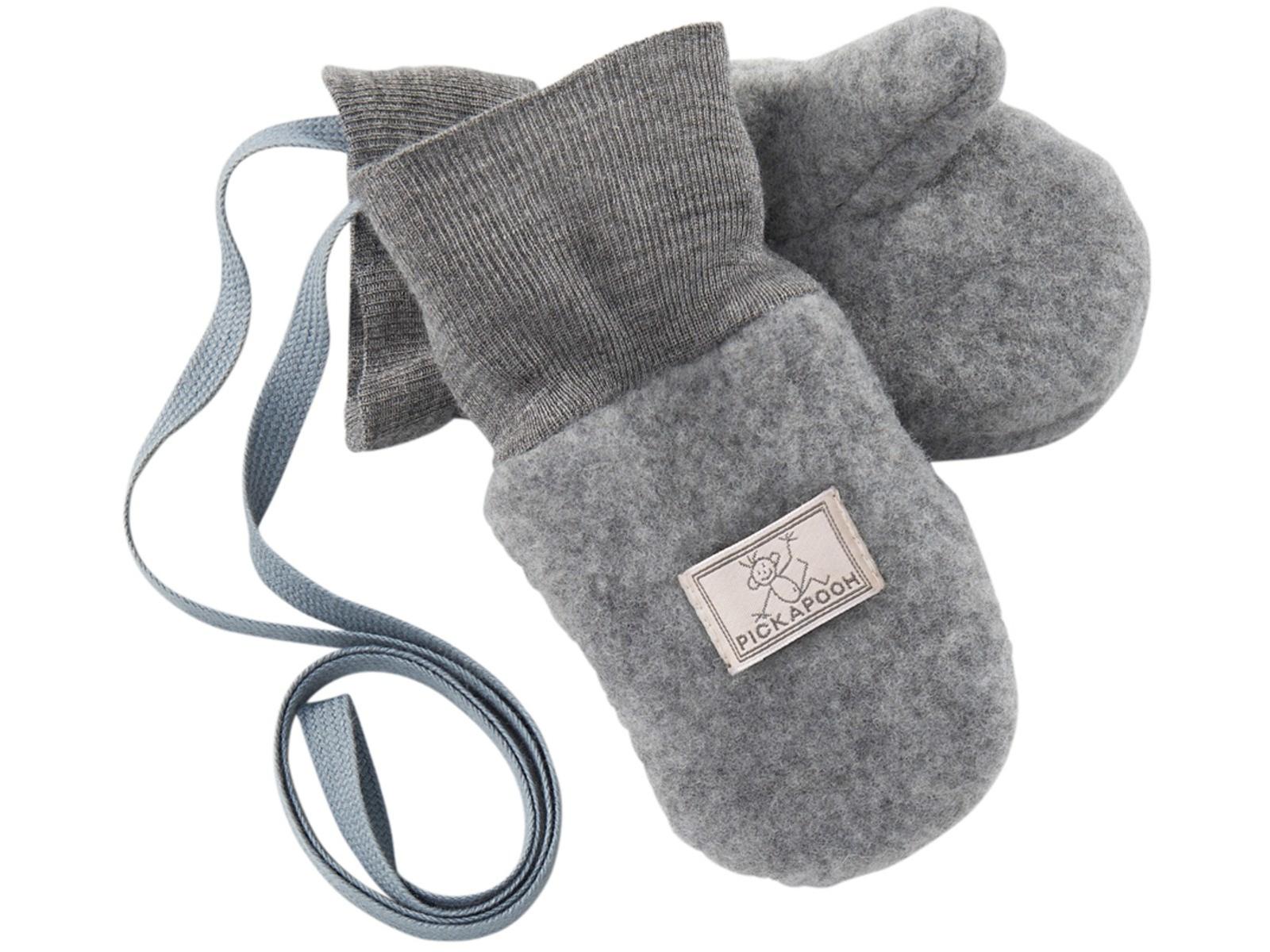 Pickapooh Baby und Kinder Fäustlinge Bio-Schurwolle Fleece dunkelgrau Gr.2 (bis 2 Jahre)