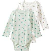 2 Baby Bodys mit Dinos im Allover-Print