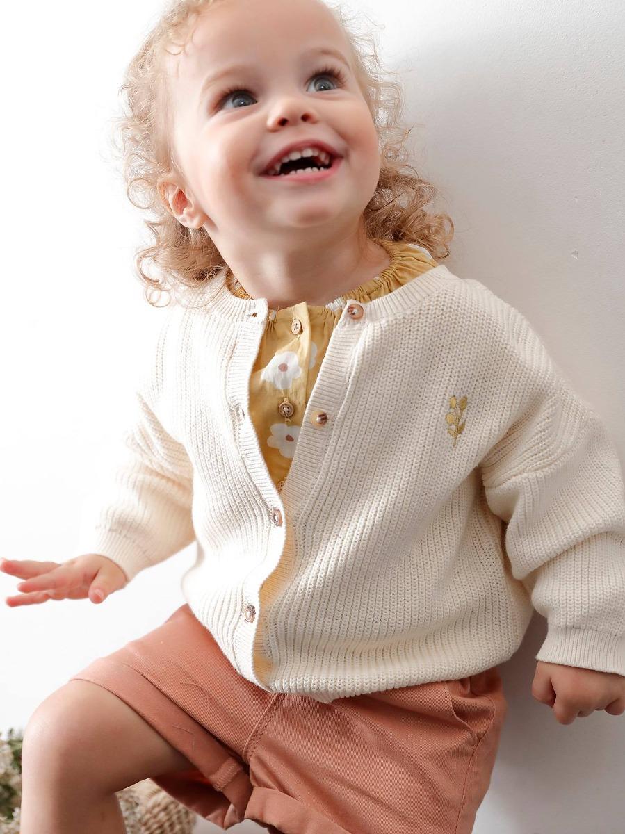Mädchen Baby Strickjacke OEKO-TEX® - wollweiß